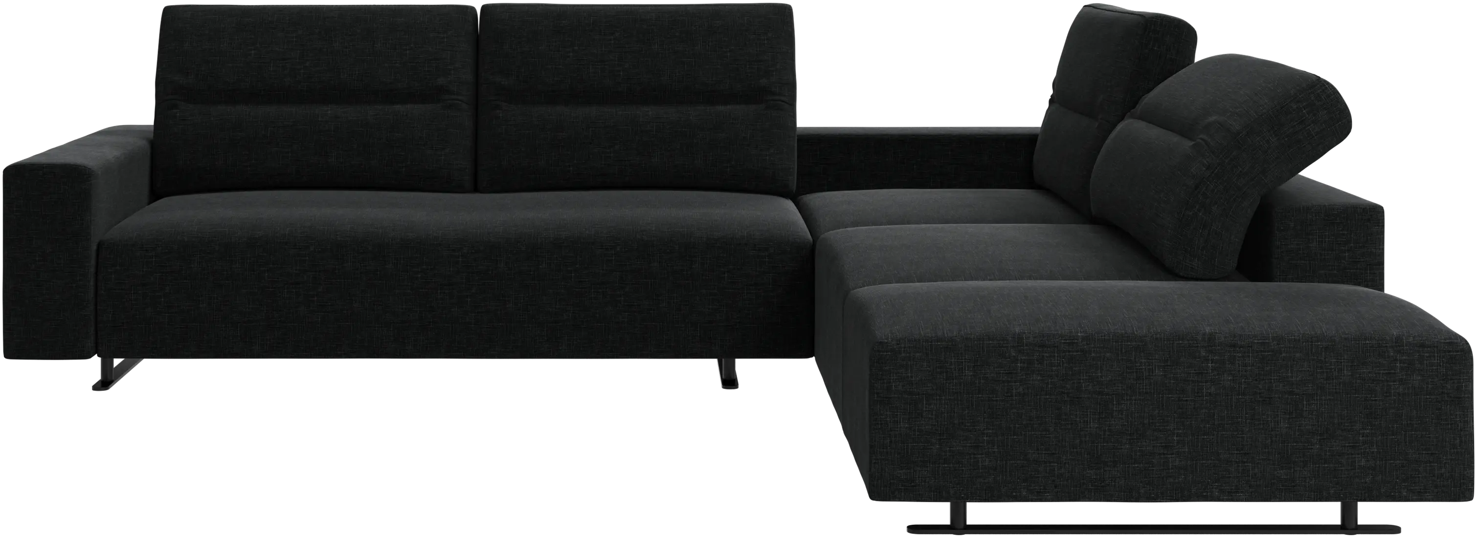 Hampton corner sofa with adjustable back and storage on left side - STONE GREY NAPOLI FABRIC